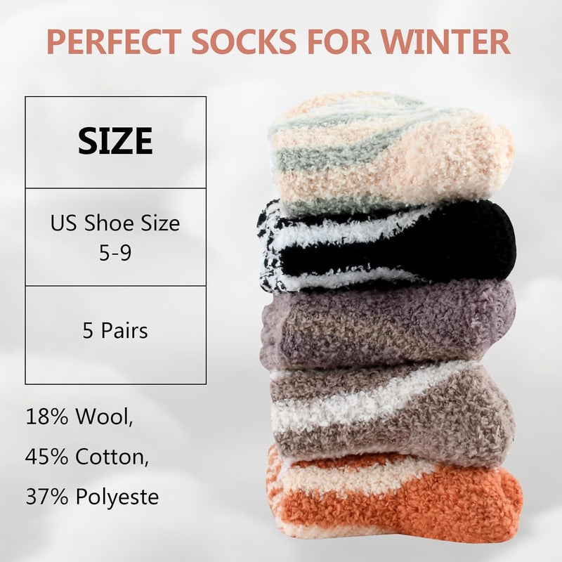 Lisacool 5 Pairs Womens Wool Socks - Winter Warm Socks - Thick Thermal Knit Vintage Cozy Crew Soft Gifts for Women - Image 4